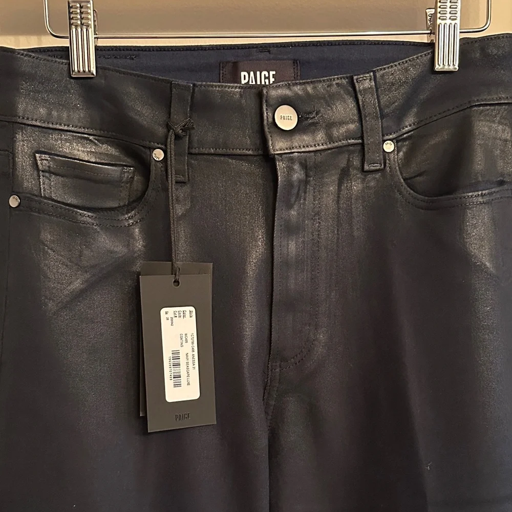 PAIGE coated Women's Wide Leg navy Jeans - Picture 2 of 8